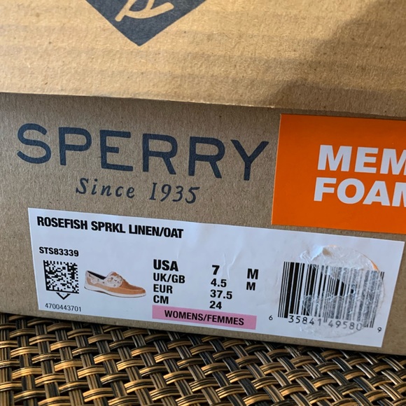 NWB Sperry Rosefish Sparkle linen/oat size 7 - Picture 8 of 8